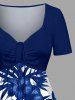 Hibiscus Flowers Coconut Tree Print Cinched Hawaii Dress -  