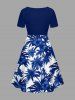 Hibiscus Flowers Coconut Tree Print Cinched Hawaii Dress -  