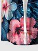 Hibiscus Flowers Tropical Leaf Print Buttons Pocket Hawaii Shirt For Men -  