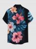 Hibiscus Flowers Tropical Leaf Print Buttons Pocket Hawaii Shirt For Men -  