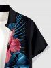 Hibiscus Flowers Tropical Leaf Print Buttons Pocket Hawaii Shirt For Men -  