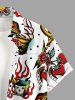 Flower Snake Umbrella Spider Web Print Buttons Pocket Hawaii Shirt For Men -  
