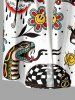 Flower Snake Umbrella Spider Web Print Buttons Pocket Hawaii Shirt For Men -  