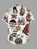 Flower Snake Umbrella Spider Web Print Buttons Pocket Hawaii Shirt For Men -  