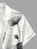 Chemise homme à imprimé courbe fluide Hawaii Flower, avec boutons et poche - Blanc S