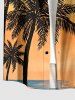 Chemise pour homme à imprimé ciel dégradé cocotier Hawaii et poche boutonnée - Rose orange S