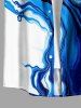 Chemise hawaïenne homme à imprimé marbre fluide et poche boutonnée - Bleu 6XL
