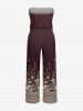 Hawaii Flower Plant Ethnic Print Pocket Jumpsuit with Removable Belt and Shoulder Strap -  