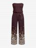 Hawaii Flower Plant Ethnic Print Pocket Jumpsuit with Removable Belt and Shoulder Strap -  