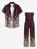 Hawaii Flower Plant Ethnic Print Pocket Jumpsuit with Removable Belt and Shoulder Strap -  