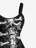 Robe trapèze à imprimé squelette Halloween - Noir S