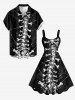 Robe trapèze à imprimé squelette Halloween - Noir 6X