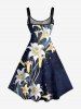 Hawaii Lily Flower Galaxy Print A Line Dress -  