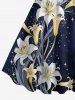 Hawaii Lily Flower Galaxy Print A Line Dress -  