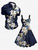 Hawaii Lily Flower Galaxy Print A Line Dress -  