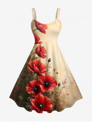 Robe trapèze Hawaii à imprimé ombré floral - TAN - M