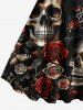 Halloween Skulls Flower Butterfly Spider Web Print Matching Outfit For Couples -  