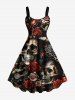 Halloween Skulls Flower Butterfly Spider Web Print Matching Outfit For Couples -  
