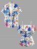 Flower Leaf Print Matching Hawaii Beach Outfit For Couples -  