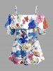 Flower Leaf Print Matching Hawaii Beach Outfit For Couples -  