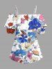 Flower Leaf Print Matching Hawaii Beach Outfit For Couples -  