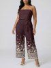 Tenue de plage hawaïenne assortie pour couple avec imprimé ethnique fleurs et plantes - marron foncé 