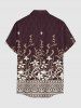 Tenue de plage hawaïenne assortie pour couple avec imprimé ethnique fleurs et plantes - marron foncé 