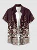 Tenue de plage hawaïenne assortie pour couple avec imprimé ethnique fleurs et plantes - marron foncé 