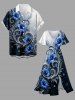 Tropical Flowers Ombre Print Matching Hawaii Beach Outfit For Couples -  