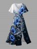 Tropical Flowers Ombre Print Matching Hawaii Beach Outfit For Couples -  