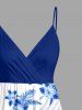 Hibiscus Flowers Tropical Leaf Print Surplice Hawaii Cami Dress -  