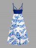 Hibiscus Flowers Tropical Leaf Print Surplice Hawaii Cami Dress -  