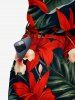 Flowers Tropical Leaf Print Pocket Hawaii Jumpsuit With Removable Belt and Shoulder Straps -  