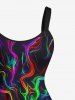 Colorful Fire Flame Fluid Print Hawaii Tank Dress(Adjustable Shoulder Strap) -  