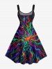 Colorful Fire Flame Fluid Print Hawaii Tank Dress(Adjustable Shoulder Strap) -  