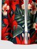 Flowers Tropical Leaf Print Buttons Pocket Hawaii Shirt For Men -  