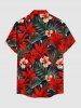 Flowers Tropical Leaf Print Buttons Pocket Hawaii Shirt For Men -  