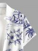Gorilla Coconut Tree Flowers Sea Waves Print Buttons Pocket Hawaii Shirt For Men -  