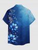 Chemise hawaïenne pour homme à imprimé galaxy ombre, motifs floraux, boutons et poche - Cadetblue S