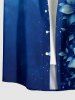 Chemise hawaïenne pour homme à imprimé galaxy ombre, motifs floraux, boutons et poche - Cadetblue S