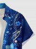 Chemise hawaïenne pour homme à imprimé galaxy ombre, motifs floraux, boutons et poche - Cadetblue S