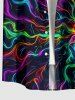 Colorful Fire Flame Fluid Print Buttons Pocket Hawaii Shirt For Men -  