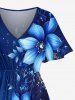 Flowers Galaxy Ombre Print Split Hawaii Midi Dress -  