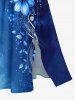 Flowers Galaxy Ombre Print Split Hawaii Midi Dress -  