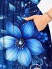 Flowers Galaxy Ombre Print Split Hawaii Midi Dress -  