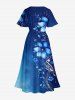 Flowers Galaxy Ombre Print Split Hawaii Midi Dress -  