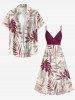 Tropical Leaf Branch Print Hawaii Surplice A Line Dress -  