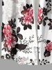 Flower Leaf Branch Print Hawaii Button Pocket Shirt For Men -  