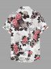 Flower Leaf Branch Print Hawaii Button Pocket Shirt For Men -  
