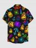 Chemise pour homme à imprimé canard, pirate et ancre, style croisière hawaïenne, à boutons et poche - Noir 2XL